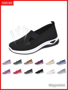 Orthopedic Slip On Sneakers Wide Width Breathable Walking Shoes Women